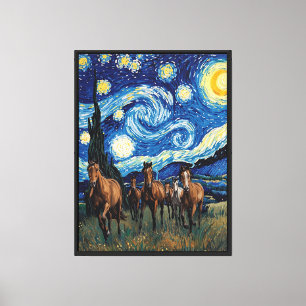 Impressão Em Tela Cavalgada Noturna Estrelada em Tela