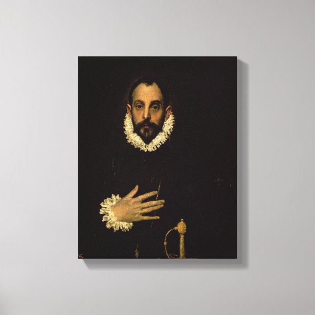 Impressão Em Tela Cavalheiro com a mão no peito, 1580 (Frente)