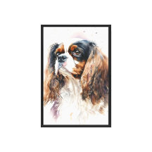Cavalier King Charles Spaniel Cachorro em Aquarela