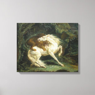 Impressão Em Tela Cavalo Atacado por um Leão (por Théodore Géricault