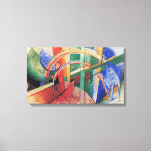 Impressão Em Tela Cavalo Azul com Arco-íris de Franz Marc