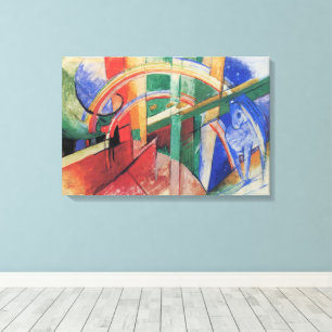 Impressão Em Tela Cavalo Azul com Arco-íris por Franz Marc