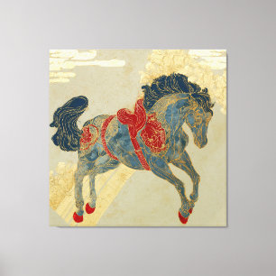 Impressão Em Tela Cavalo Azul Real Ornamentado