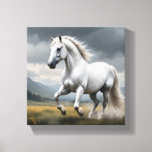 Impressão Em Tela Cavalo Branco