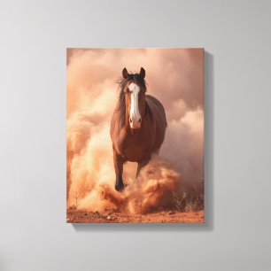 Impressão Em Tela Cavalo Carregando Tempestade de Poeira Pôr do Sol