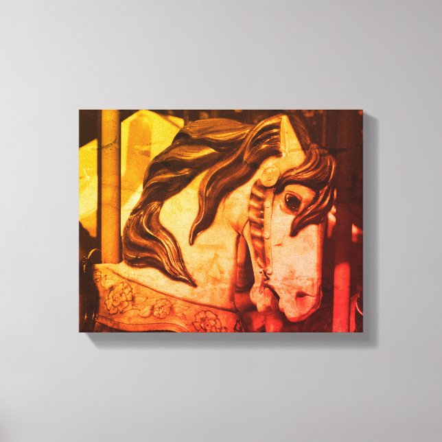 Impressão Em Tela Cavalo Carrossel De Corrente Silenciosa Na Sépia V (Frente)