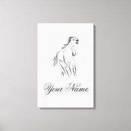 Impressão Em Tela Cavalo correndo a preto