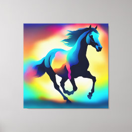 Impressão Em Tela Cavalo de coloração aquosa colorida