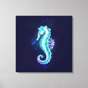 Impressão Em Tela Cavalo de Gelo Cristal em Fundo Azul