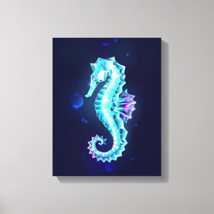 Impressão Em Tela Cavalo de Gelo Cristal em Fundo Azul