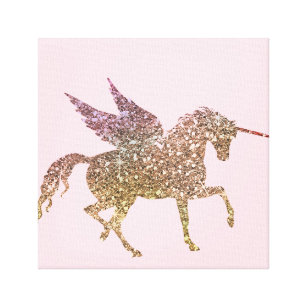 Impressão Em Tela Cavalo Dourado na moda de Pegasus do unicórnio da