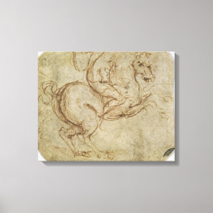 Impressão Em Tela Cavalo e cavaleiro (caneta e tinta no papel)