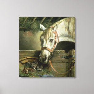 Impressão Em Tela Cavalo e gatinhos, 1890