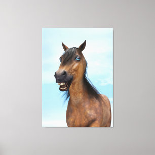 Impressão Em Tela Cavalo Feliz Sorridente da Baía