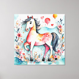 Impressão Em Tela Cavalo floral