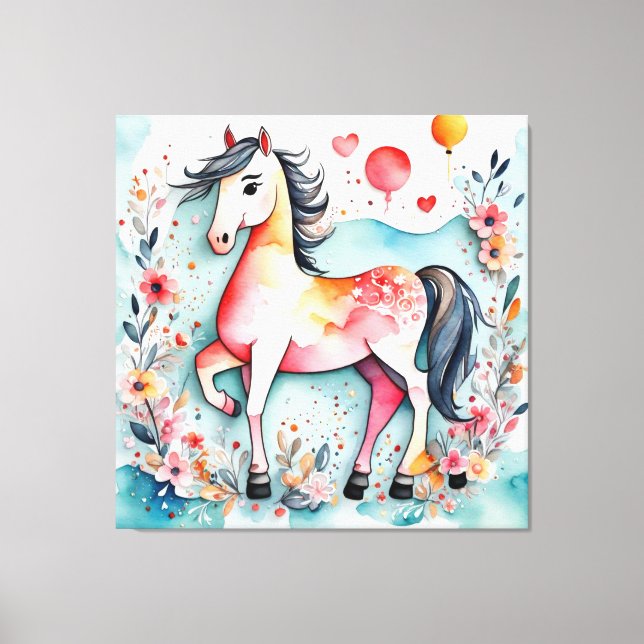 Impressão Em Tela Cavalo floral (Frente)