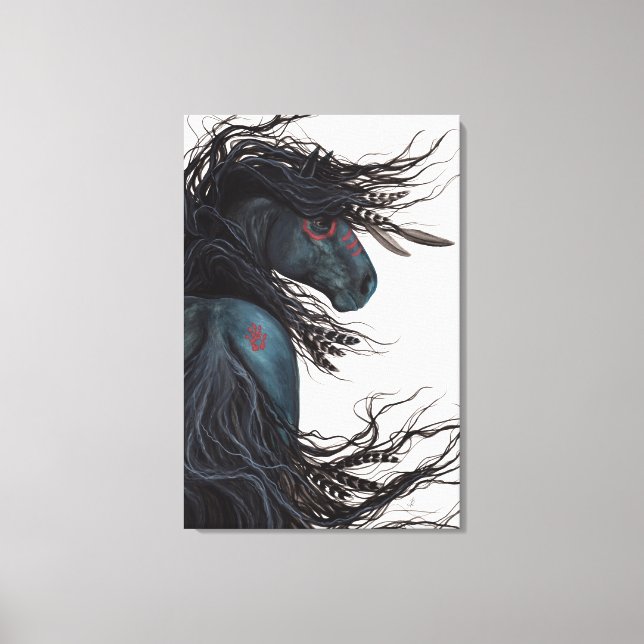 Impressão Em Tela Cavalo Frísia Majestoso por Bihrle (Frente)