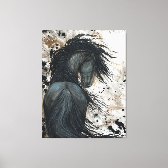 Impressão Em Tela Cavalo Frísia Majestoso por Tela de Bihrle (Frente)