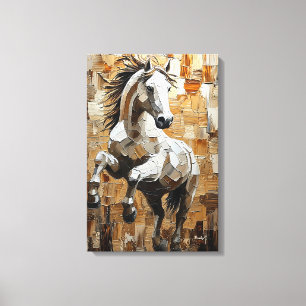 Impressão Em Tela Cavalo Galopante em Arte Dinâmica de Impasto