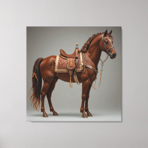 Impressão Em Tela Cavalo Marrom Elegante