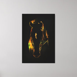 Impressão Em Tela Cavalo preto de ouro e cores de cobre vermelho