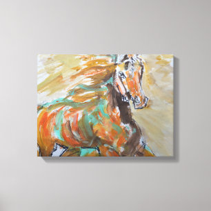 Impressão Em Tela Cavalo Selvagem Galopante Neo-Expressionista