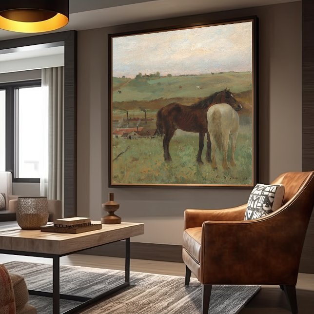 Impressão Em Tela "Cavalos em um Prado", pintura de Edgar Degas (Criador carregado)