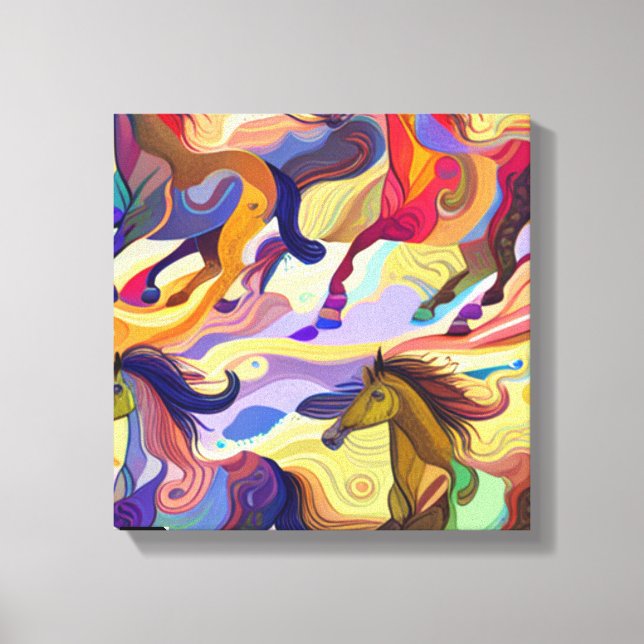 Impressão Em Tela Cavalos Selvagens (Frente)