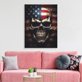 Impressão Em Tela Caveira da Bandeira Americana