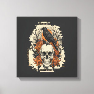 Impressão Em Tela Caveira de Halloween