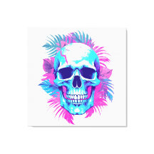 Caveira Floral em Estilo Vaporwave
