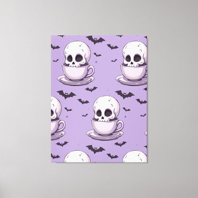 Impressão Em Tela Caveira Pastel Goth em Xícara de Chá (Frente)