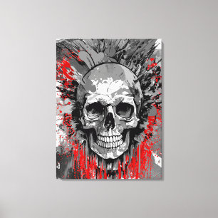 Impressão Em Tela Caveira Pirata - Tela de Caveira Colorida