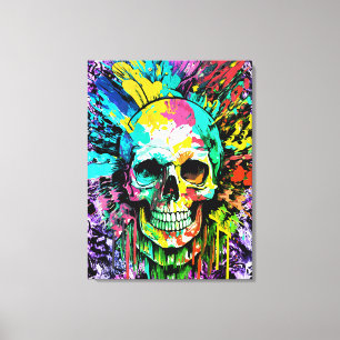 Impressão Em Tela Caveira Pirata - Tela de Caveira Colorida