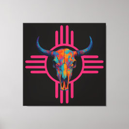 Impressão Em Tela Caveira Rosa Sol do Novo México
