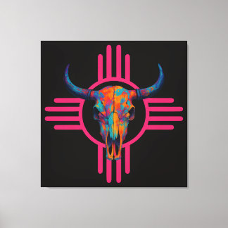 Impressão Em Tela Caveira Rosa Sol do Novo México