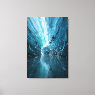 Impressão Em Tela Caverna de Gelo Celestial - Realismo Abstrato Azul