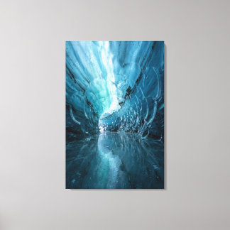 Impressão Em Tela Caverna de Gelo Celestial - Realismo Abstrato Azul