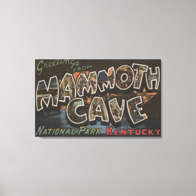 Impressão Em Tela Caverna de Mamute, Kentucky - Cenas com Letras Gra (Frente)