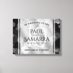Impressão Em Tela Celebração do Aniversário de Casamento de 10 Tin