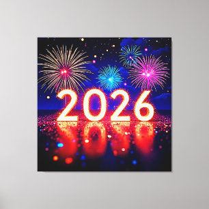 Impressão Em Tela Celebre 2026: Design de Faísca de Futuro Brilhante