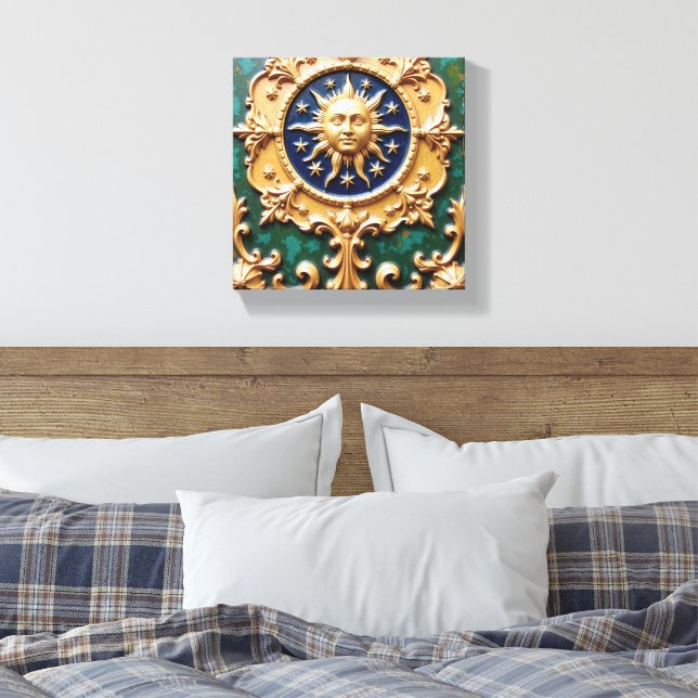 Impressão Em Tela Celestial Golden Sun Plaque (Insitu(Quarto))