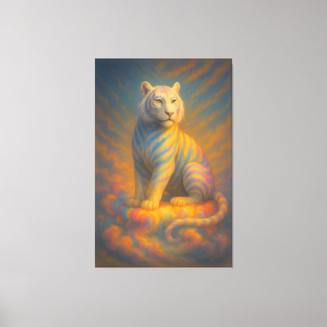 Impressão Em Tela Celestial White Tiger – Rainbow Aura Guardian Fant (Frente)