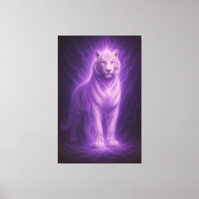 Impressão Em Tela Celestial White Tiger – Violet Spirit Ascension (Frente)