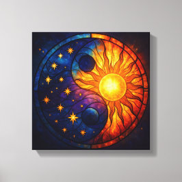 Impressão Em Tela Celestial Yin Yang Stained Glass Art