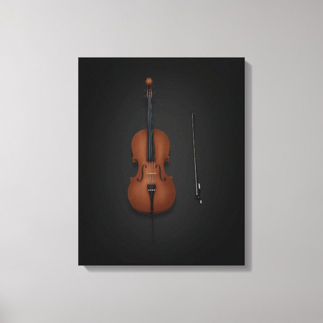 Impressão Em Tela Cello e Arco lado a lado em preto 16x20 (Frente)