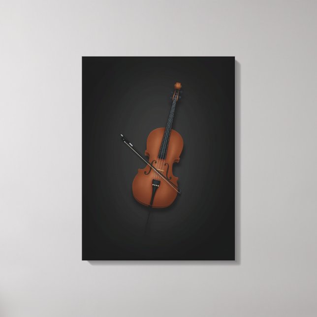 Impressão Em Tela Cello e Arco lado a lado em preto 18x24 (Frente)