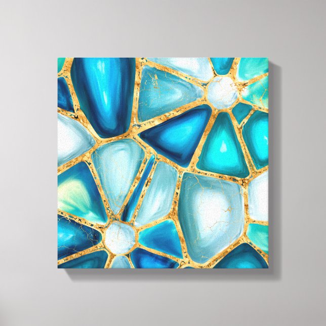 Impressão Em Tela Células d'água e douradas - oceano (Frente)