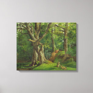 Impressão Em Tela Cena com coelhos, 1862 da floresta (óleo em