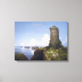 Impressão Em Tela Cena Costeira Italiana com Torre Arruinada
